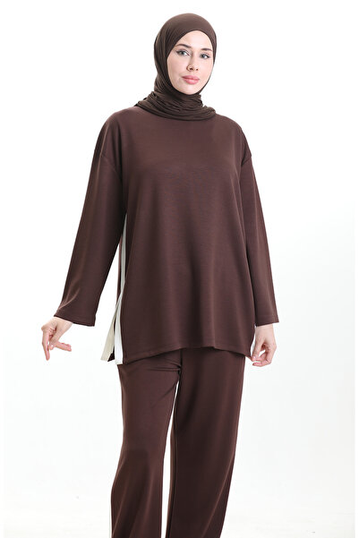 sefamerve Premium Fabric Paneled Set 11332-03 Brown