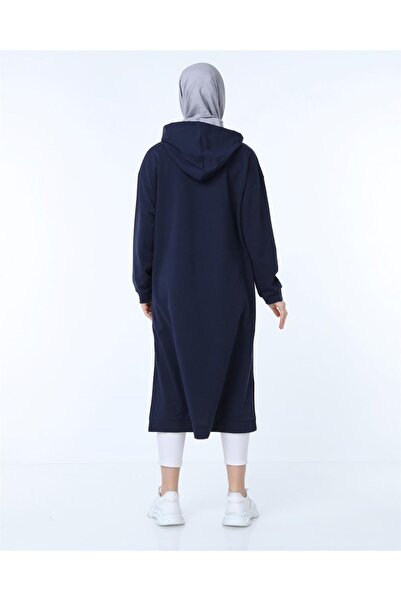 Bwest Atlas Hooded Long Plain Basic Sweatshirt - 03007-1.015 - Navy Blue