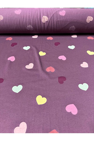 iki iplik Μονόχρωμο ύφασμα με μοτίβο καρδιάς σε μωβ χρώμα - 100% βαμβάκι |   Πλάτος 170 εκατοστά