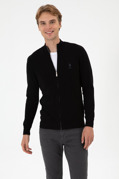 U.S. Polo Assn. Erkek Slim Fit Siyah Triko Hırka 50313684-VR046