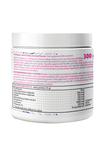 ACTİVLAB Collagen Joint & Body, Raspberry-strawberry flavour, 300g