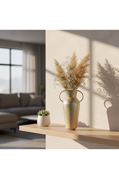 Hinora Testi Model Vază metalică aurie cu două mânere 30x18x12cm