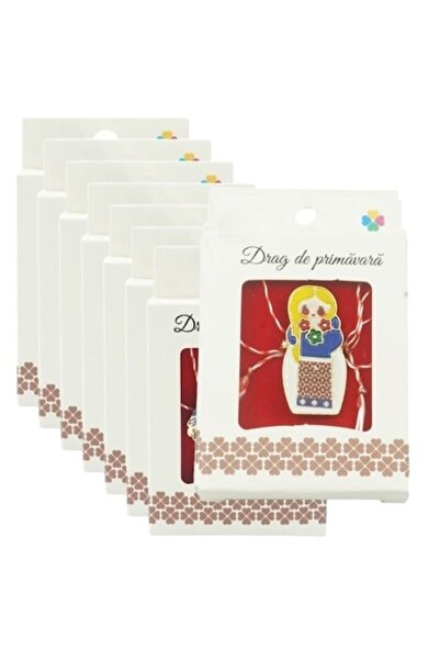 GOLD MARKET Set of 10 Small Brooch-Style Martisoare in Box, 2.5-3 cm, Girl with Bouquet of Flowers