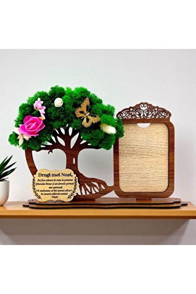 OEM Decorative photo frame with tree of life, preserved moss and message for Godparents – 30x18 cm, wa