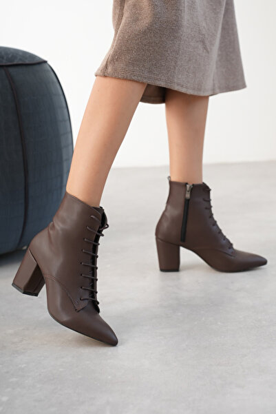 Lizzu Γυναικείες μπότες με κορδόνια με φερμουάρ με χοντρό τακούνι Vorena