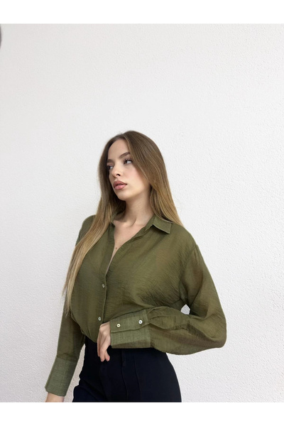 PROTO SUIT Self-Stripe Viscose Khaki Shirt