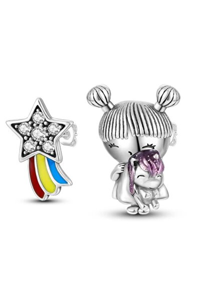 Bijuterii Nadiela 925 Silver Earrings – Little Girl and Rainbow