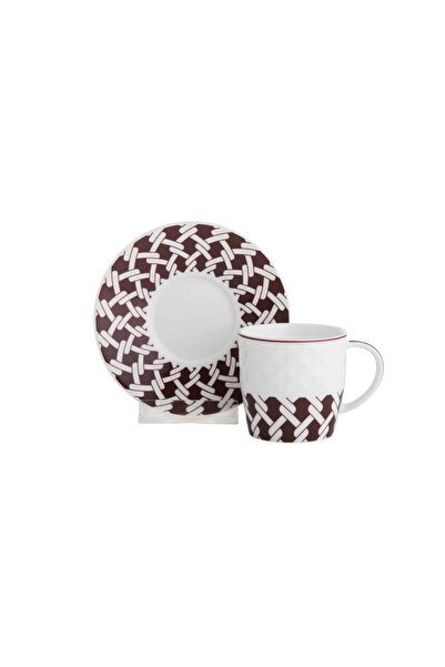 Dania 12-piece Turkish coffee cup set, brown pattern