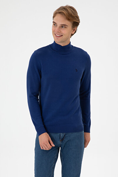 U.S. Polo Assn. سترة رجالية قصة ضيقة Boğazlı Indigo Basic 50313712-VR028