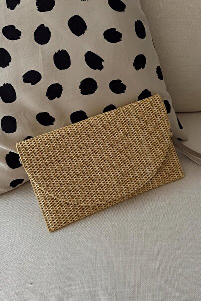 nope21shoess حقيبة يد لومي من القش بلون الخردل