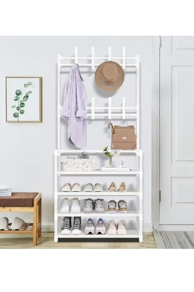 OEM Suport pentru haine cu suport pentru pantofi, 4 rafturi, plastic, 155 x 2...