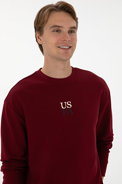 U.S. Polo Assn. Erkek Bordo Basic Sweatshirt 50313760-VR014