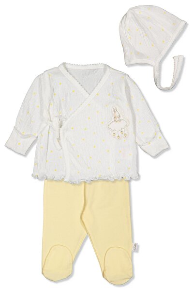 Bebetto طقم سرير سوبريم زيبين 3 قطع (قلب صغير) أصفر