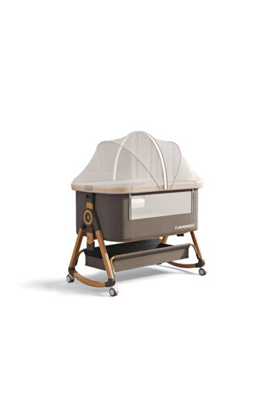 Fun Moment سرير أطفال قابل للطي بارتفاع قابل للتعديل مع سلة تخزين كبيرة وشبكة ناموسية قابلة للفصل