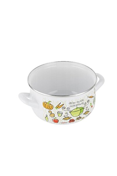 Florentyna Pot with glass lid, carbon steel, enameled, white, 16cm, 2.2l, Florina