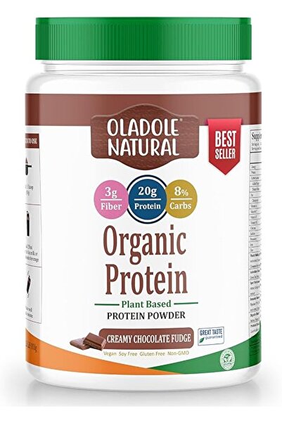 Oladole Natural مسحوق بروتين عضوي نباتي 1 كجم 20 حصة، فادج الشوكولاتة الكريمي