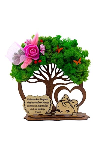 OEM Copacul vieții din lemn cu licheni stabilizati pentru nași – finuta