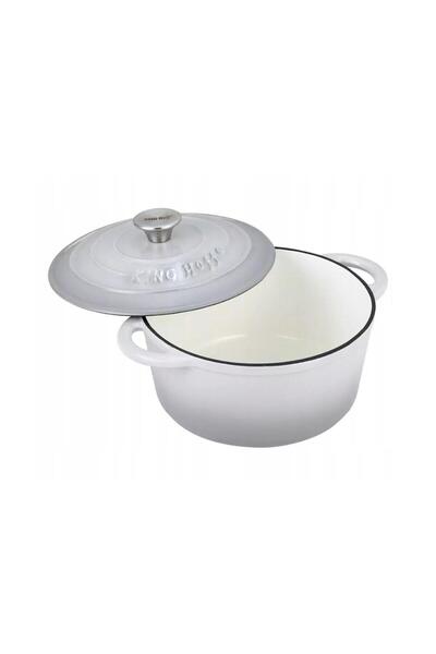 Kinghoff Enameled cast iron pot 2.4 liters, 21cm, saucepan with lid, gray,