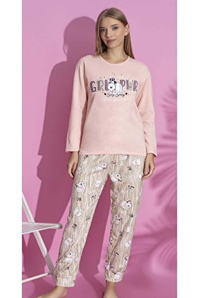 embody Set de pijamale din bumbac pentru femei cu pantaloni lungi