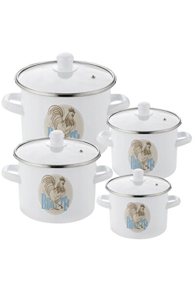 Florentyna White enameled steel pot, with lid, 16cm, 2.2l, Kogut Florina