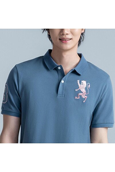 Giordano Men's 3D Lion Polo: Slim Fit, Bold Embroidery, Premium Pique