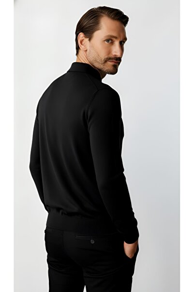 İgs Чорний стандартний крій, вузький крій, поло, довгі рукави, віскозний трикотаж