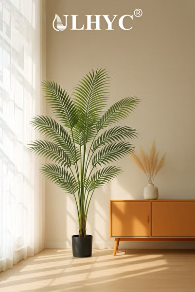 ULHYC 1.8CM Large Artificial Palm Tree - Realistic Silk Leaves and Bark Trunk for Home Decor, Villa Garden