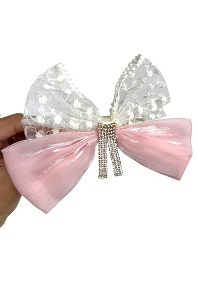 TAKIŞTIR Pink Color Ribbon Figured Stone Detailed Vending Machine Buckle