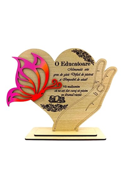 OEM Decorațiune fluture din lemn – cadou personalizat cu mesaj pentru educato...