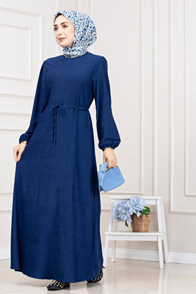 Sevitli Φόρεμα με τούνελ στη μέση κοτλέ Aslı- μπλε κοβαλτίου Μπλε