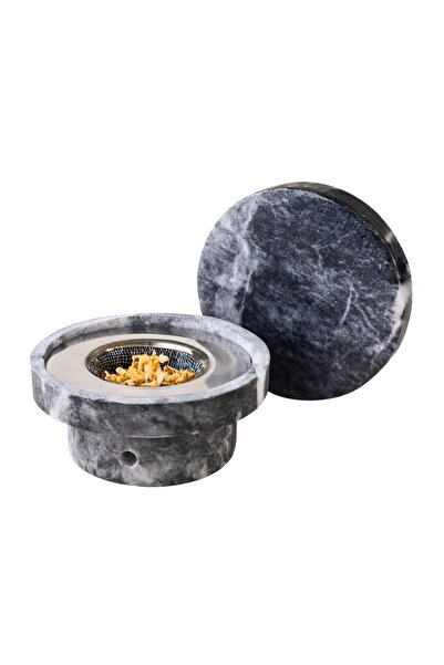 PERLOTUS Black Marble Cocktail Whiskey Smoking Set (with Charcoal, Ashtray, Strainer)