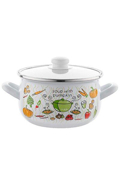 Florentyna Pot with lid, carbon steel, enameled, white, 22cm, 5.3l, Florina