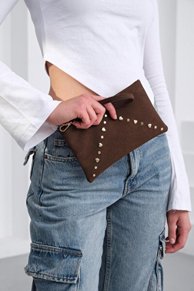 Shule Bags Geez Troklu Clutch Bag Brown