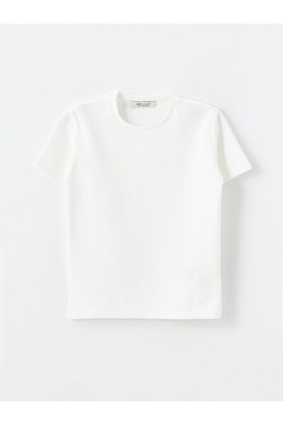 LC Waikiki Tricou cu maneca scurta pentru baieti - LCW vision Ecru Basic