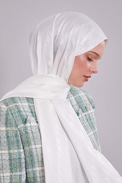 Levidor Ekru Örgü Desen Jakar Şal