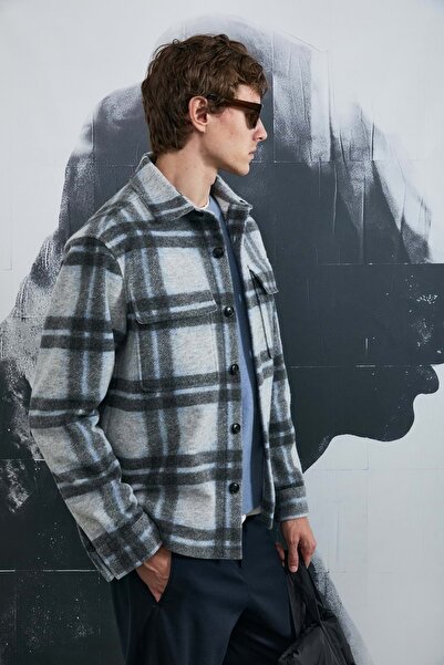 Lufian 112010685 Karl Men's Basic Shirt Regular Fit Men's Shirt Gray