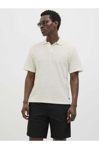 Jack & Jones Tricou polo bej jacquard pentru bărbați 12275090   clouddanc