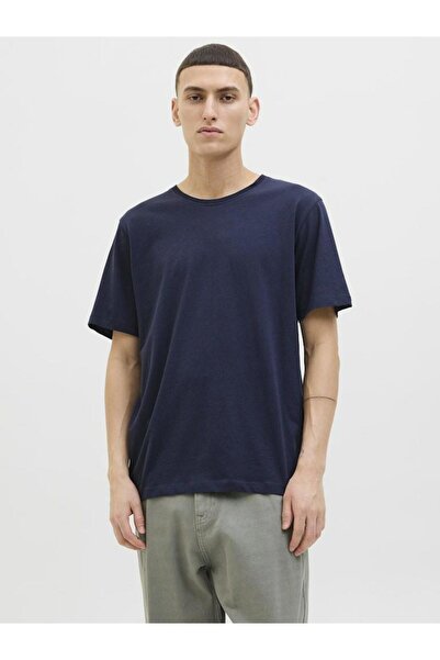 Jack & Jones Чоловіча футболка з круглим вирізом і коротким рукавом, темно-синя 12284245-Navyblaze