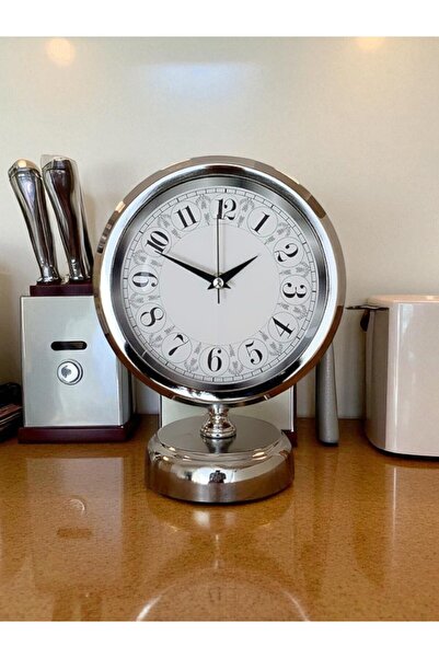 ZENTİME Aura Desk Clock 25x20 Krom Metal Masa Saati