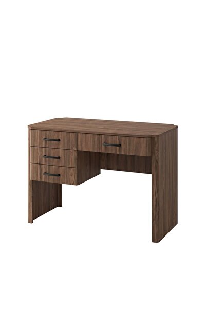 Danube Home Basel Office Desk with 4 Drawers - Columbia Walnut, Engineered Wo...
