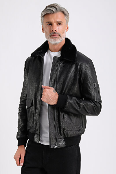 MQ Leather Maroquin Leather Alexandr Erkek Pilot Deri Mont