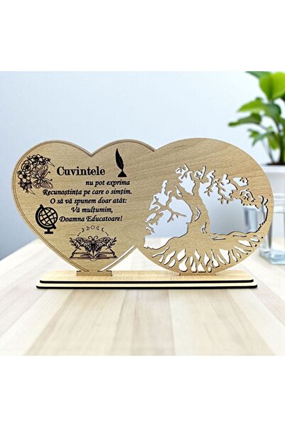 OEM Decorațiune din lemn cu mesaj pentru educatoare – cadou personalizat, lucrat manual, crem, 30