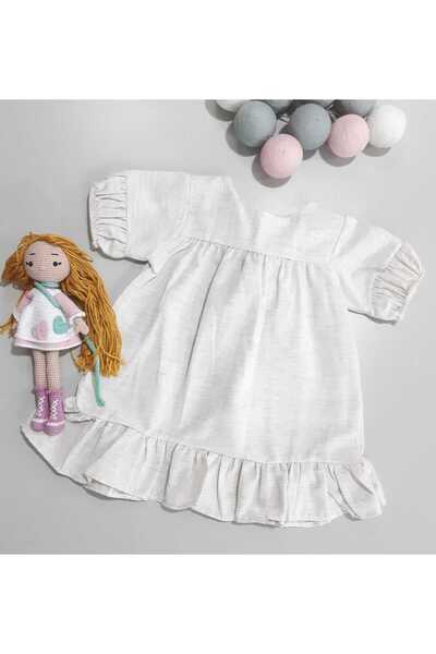 Sönmez Baby BÜYÜK FİYONKLU GÖĞÜS ROBALI PAMUKLU KIZ BEBE ÇOCUK ELBİSE