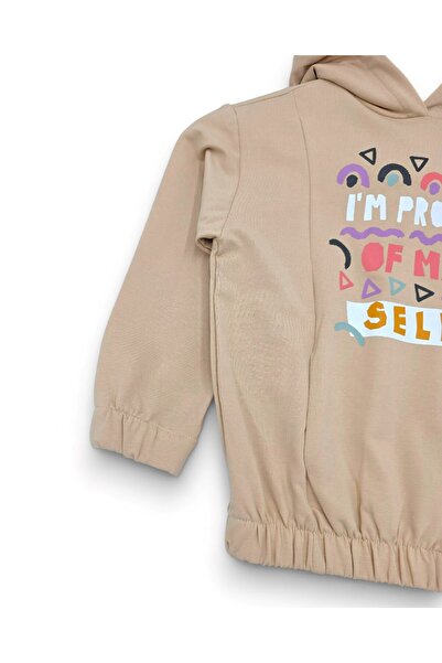 VOY KİDS Girl's 6-7-8-9-10 Years Old Hoodie Transitional Sports Tracksuit Set / Bottom and Top Set