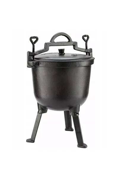 Kinghoff Enameled cast iron cauldron with legs and lid, 7 liters, black,