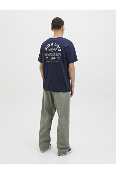 Jack & Jones Чоловіча футболка з круглим вирізом і коротким рукавом, темно-синя 12284245-Navyblaze