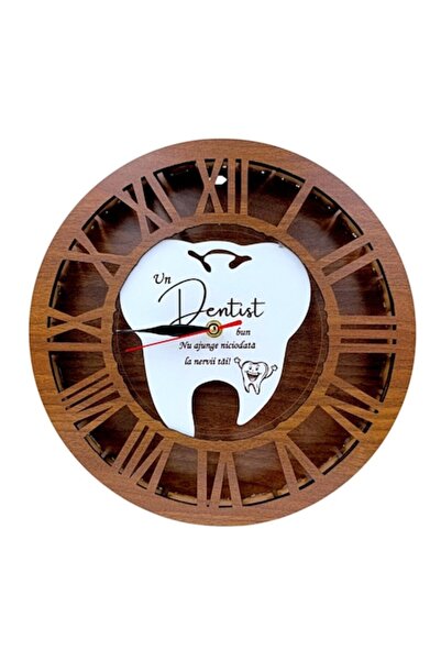 OEM Wall clock, personalized gift with message for Dentist, 30cm, walnut