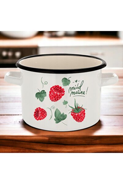 Florentyna Glossy enameled steel pot, cream, 16cm, 2l, Malina, Florina