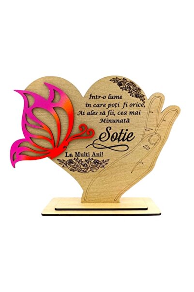 OEM Decorațiune fluture din lemn – cadou personalizat cu mesaj pentru soție, ...