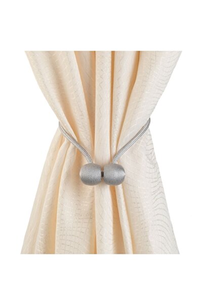 OEM Decorative Curtain Brooch with Magnetic Beads and Cord, Gray